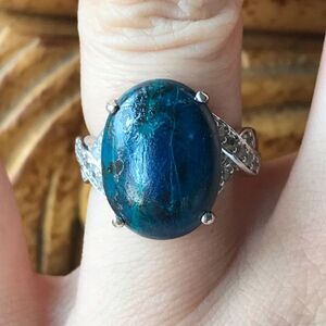 Natural Shadowkite Sterling Silver Ring Size 6